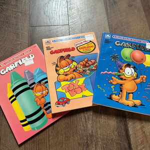 Golden Garfield Coloring Books lot (3) 1970-1980s collection